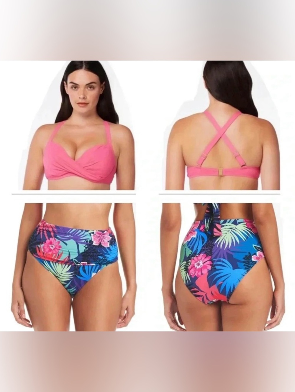 BLEU ROD BEATTIE KORE UNDERWIRE CROSS BACK BIKINI TOP AND BOTTOM